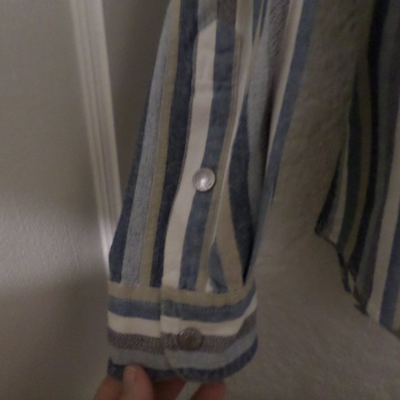 Calvin Klein Sport Women's Snap Front Oversized Stripe Shirt Sz L - Picture 4 of 6